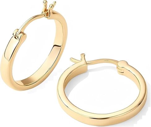 14K Gold Hoop Earrings for Women - Lightweight Classic Square Tube 14K Gold Earrings, Timeless Everyday Jewelry in Saudi Arabia