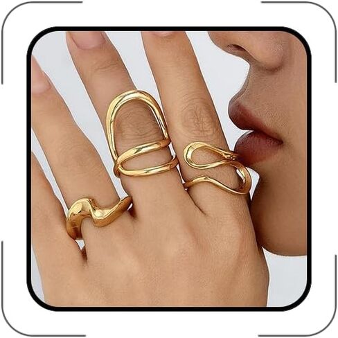 CSIYANJRY99 Gold/Silver Rings Set for Women chunky tacking Knuckle Rings Statement Stacking Womens Ring Pack in Saudi Arabia