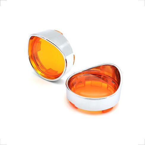 Chrome Plating Visor-Style Turn Signal Bezels with Amber Lens for Harley Custom Cruiser(Amber) in Saudi Arabia