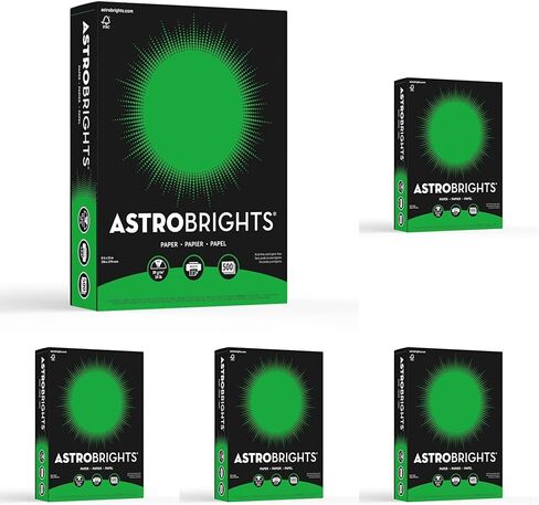 ورق ألوان Neenah Astrobrights 21.5 سم × 27.9 سم، 10.9 كجم/89 GSM، أخضر غاما، 500 ورقة (21548) in Kuwait