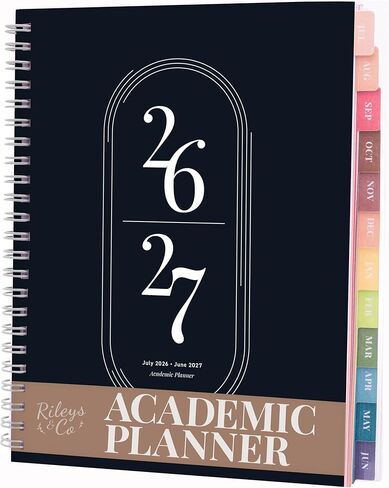 Rileys Planner 2024-2025 Academic Year, 18-Month Academic Weekly Planner - Academic Weekly & Monthly Agenda Planner, Flexible Cover, Notes Pages, Twin-Wire Binding (8 x 6 Inch, Black) in Kuwait