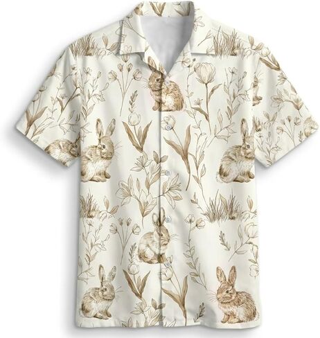 Rabbit Shirt Button Up Women Men, Bunny Hawaiian Shirt, Easter Shirt Short Sleeve in Saudi Arabia