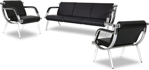 Kinfant 3 PCS Waiting Room Chairs for Guest Reception - Luxurious Guest Reception Chairs with Padded Arm Rest for Reception Meeting Conference and Waiting Room Side Office Home, Black in Saudi Arabia