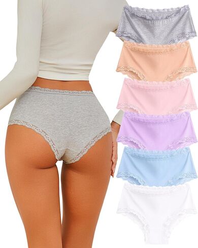 Sth Big Cotton Infernoy for Women High Cherened Womens Womens Womens Back Pack Sexy Lace Edge Bikini Cheeky Branties in Kuwait