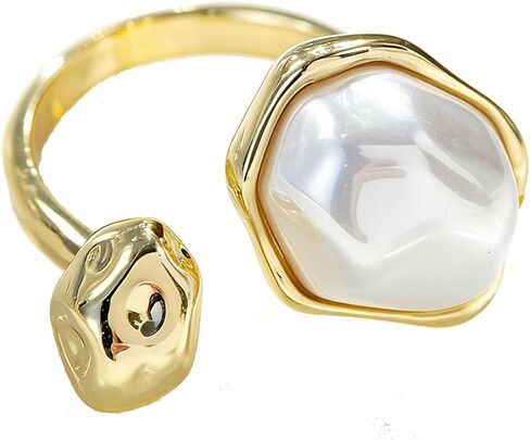 Baroque Pearl Ring for Women Irregular Pearl Rings Gold Statement Ring Adjustable Chunky Pearl Ring for Women Holiday Wedding Jewelry in Saudi Arabia