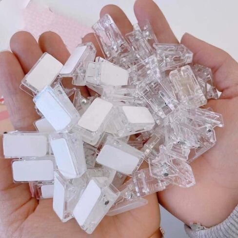 15Pcs Self-Adhesive Clips Plastic Clear Wall Clips File Book Clip Sticky Photo Poster Clips Office Supplies,Transparent 03,Double-Sided Adhesive in Saudi Arabia