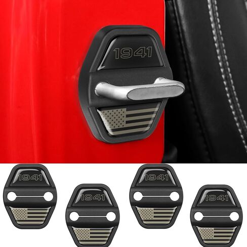 غطاء القفل الباب ديكور مشوّب تزيل لجيب Wrangler JL JLU 2018-2025 & Gladiator JT 4XE Car Door Lock غطاء واقعي ABS ABS Auto Decoration Black and Red 6pcs in Saudi Arabia