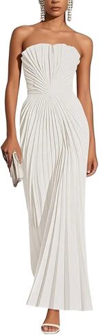 Strapless Satin Prom Dresses for Women Pleated A Line Long Corset Wedding Guest Dress in Saudi Arabia