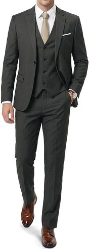 MrSure Men’s 3 Pieces Suit, Slim Fit Tuxedo with One Button, Jacket Vest Pants & Tie Set for Party, Wedding and Business in Saudi Arabia