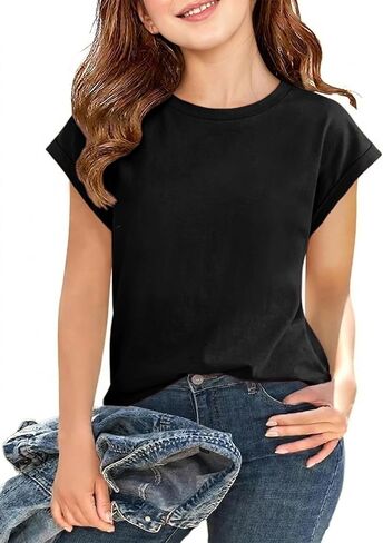 الفتيات الصيف قمصان Tee Tops قصيرة الأكمام الأطفال CREWNECK CAP SLEEVE TOP TOP BASION LOOT in Saudi Arabia