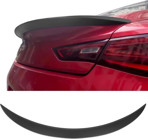 IKON MOTORSPORTS, Trunk Spoiler Compatible with 2017-2022 Infiniti Q60, ABS Plastic Carbon Fiber Print X Style High Kick Duckbill Rear Trunk Lid Spoiler, 2018 2019 2020 2021 in Saudi Arabia