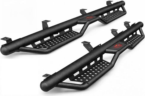 لوحات الجري متوافقة مع 2020-2025 Jeep Gladiator JT 4 أبواب، درجين جانبيين من الفولاذ الكربوني Nerf Bars (2020-2025 Jeep Gladiator JT، مقاس B) in Saudi Arabia