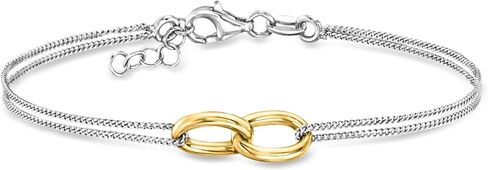 Pure Collection by Ross-Simons Italian 18kt Gold Over Sterling and Sterling Silver Interlocking Oval Bracelet in Saudi Arabia