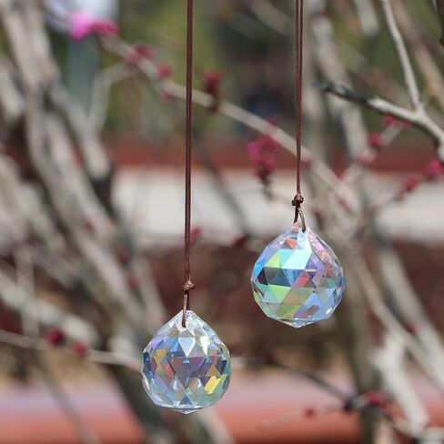 2 قطعة 40 مم AB Suncatcher بلورات كرة منشورية قوس قزح مع حبل للتعليق نافذة صائد الشمس ديكور حديقة المنزل (40 مم AB بحبل) in Saudi Arabia
