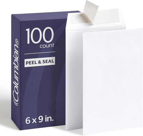 Columbian 6 x 9 Self Seal Envelopes, 100/Box, 6 x 9 Inches, Release & Seal Peel and Seal Strip, White (COLO652) in Kuwait