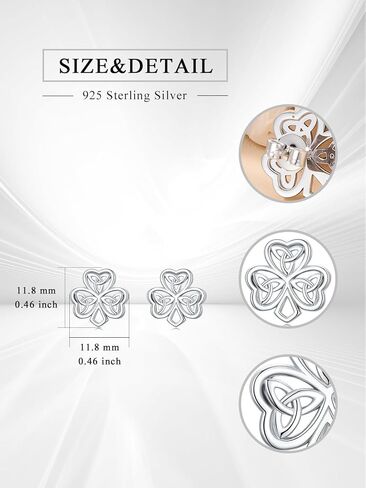 Clover Earrings for Women 925 Sterling Silver St Patricks Day Shamrock Studs Earrings Celtic Knot Irish Clover Jewelry Gifts for Women in Saudi Arabia
