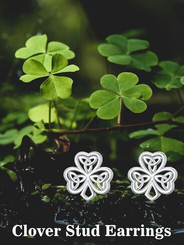 Clover Earrings for Women 925 Sterling Silver St Patricks Day Shamrock Studs Earrings Celtic Knot Irish Clover Jewelry Gifts for Women in Saudi Arabia