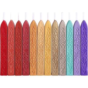 Yoption 12 Pcs Sealing Wax Sticks with Wicks, Antique Metallic Mixed Colors Totem Fire Manuscript Sealing Wax for Wax Seal Stamp (12 Colors B) in Saudi Arabia
