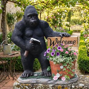 26" Solar Pink Flamingo Garden Statue with Welcome Planter Pot - Resin Figurine with LED Lights & 8" Flower Pot - Whimsical Outdoor Decor for Patio, Yard, Lawn, Porch - Unique Housewarming Gift in Saudi Arabia