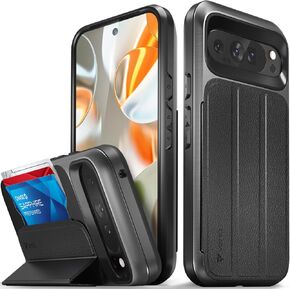 حافظة محفظة VENA متوافقة مع Google Pixel 6، vCommute (حماية من السقوط من الدرجة العسكرية) غطاء جلدي قابل للطي مع مسند للبطاقات (رمادي فضائي) in Kuwait