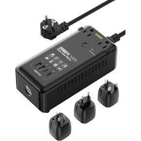 EPICKA محول جهد موجة جيبية نقية 2000 واط، محول طاقة 220 فولت إلى 110 فولت مع شحن سريع 20 وات PD USB-C، 2 مقبس تيار متردد، 4 منافذ USB (2A + 2C)، محول قابس سفر عالمي للاتحاد الأوروبي/المملكة المتحدة/الاتحاد الأفريقي/JP، أسود in Kuwait