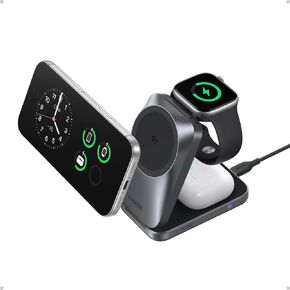 محطة شحن Anker Prime 3 في 1، شاحن AirCool اللاسلكي، شاحن MagSafe قابل للطي بقدرة 25 وات Qi2.2 متوافق مع iPhone 17 وApple Watch وAirPods (بدون بطارية، مع محول) in Kuwait