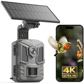 كاميرا Misstech 4K UHD الشمسية، كاميرات الحياة البرية الخارجية لمراقبة الفناء، 0.1 ثانية تنشيط الحركة السريعة للتسجيل، رؤية ليلية واضحة 64 ميجابكسل/4 كيه، بدون رسوم شهرية، التحكم في التطبيق، IP66، التخزين المحلي in Kuwait
