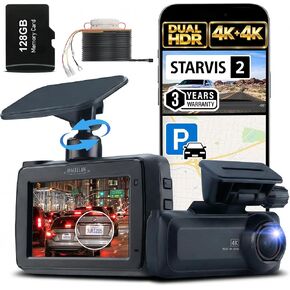 كاميرا Magellan Dash Cam الأمامية والخلفية، كاميرا داش مزدوجة 4K+4K للسيارات، رؤية ليلية STARVIS 2، مجموعة أسلاك صلبة لوضع انتظار السيارات مجانًا على مدار 24 ساعة، شبكة Wi-Fi مدمجة، نظام تحديد المواقع GPS، بطاقة SD سعة 128 جيجابايت متضمنة (DR52) in Kuwait