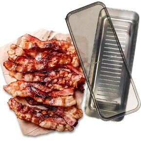 Kitchen Discovery Stay Fresh Bacon Keeper 1lb Plastic Bacon Container for Refrigerator Preserves Freshness and Prevents Spoilage – No Mess Bacon Storage Replaces Greasy Packaging in Kuwait