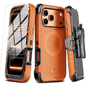 حافظة M MYBAT PRO لهاتف iPhone 17 Pro Max مع حافظة مشبك حزام، حافظة Maverick Series 17 Pro Max [متوافقة مع Magsafe] مع واقي شاشة، مضاد للسقوط، مع مسند دوار 360 درجة، حماية شديدة التحمل in Kuwait