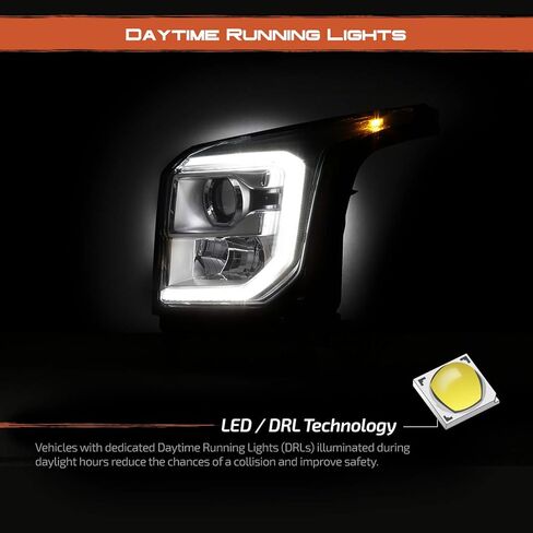AKKON - Fit 2015-2020 GMC Yukon & Yukon XL OE مصابيح أمامية لجهاز العرض على شكل أنبوب إضاءة LED - جانب الركاب الأيمن in Saudi Arabia