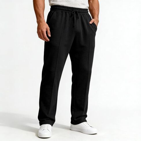 Mens Plus Size Loose Knit Pants Straight Leg Casual Sport Business Joggers in Saudi Arabia