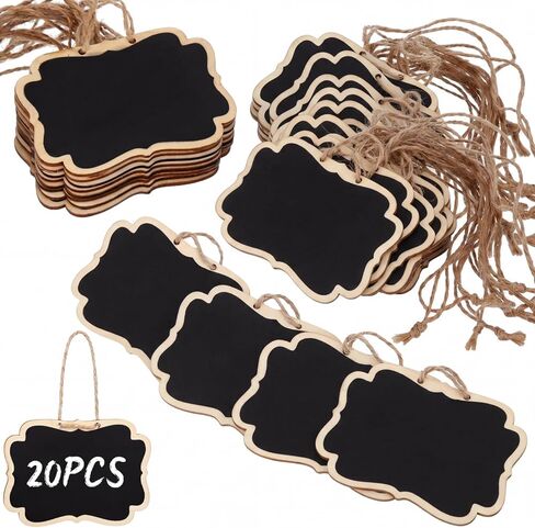 Chalkboard Tags Hanging Wooden Mini Chalkboard Signs Wooden Chalkboard Tags, Hanging Chalkboard Labels, Ideal Price Tags, Message Tags, Black (12) in Saudi Arabia