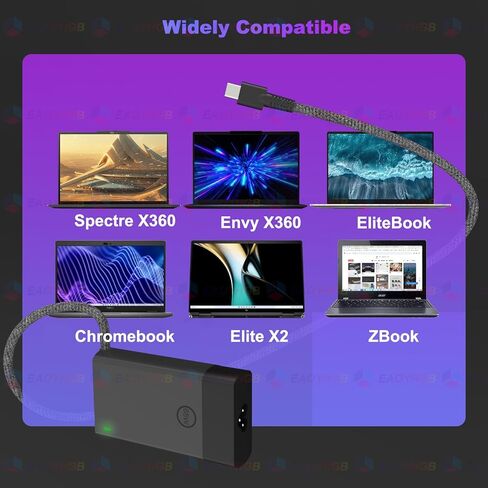 شاحن كمبيوتر محمول USB C 45W 65W لشاحن Dell Latitude 5420 7410 7420 5520 7330 7430 7275 7370 7320 7390 5430 5285 5290 5320 5300 9430، XPS 13، Chromebook، استبدال محول سلك الطاقة من النوع C السريع in Kuwait