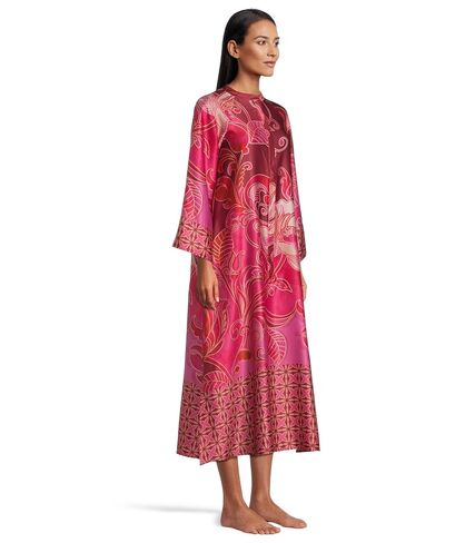 Natori Women's Deco Zip Caftan, Red in Saudi Arabia