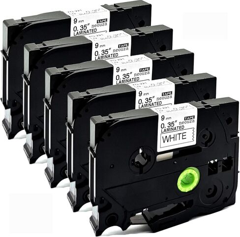 NEOUZA 5PK متوافق مع Brother P-Touch صفيح TZe TZ Label العرض 9 مم × الطول 8 م (TZe-125 أبيض على شفاف) in Kuwait