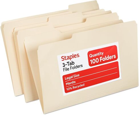 Staples 179495 Manila File Folders Letter 3 Tab Assorted Position 500/Box in Saudi Arabia