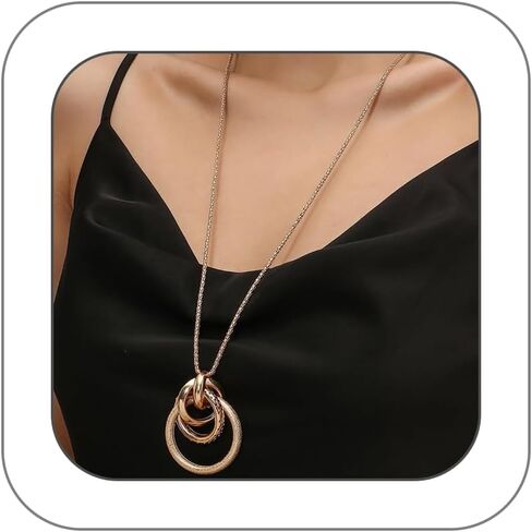 Long Pendant Necklace for Women Long Silver Knot Geometric Necklace Chunky Gold Sweater Statement Necklace Jewelry in Saudi Arabia