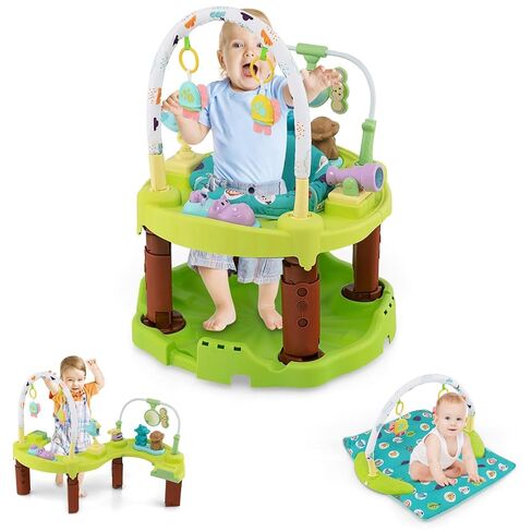 Homgx Baby Bouncer Activity Center ، 3 في 1 من مركز الطائر الصغير ومحاكمة وقت اللعب الرضع وجدول النشاط مع ألعاب الطفل ، 3 ارتفاعات قابلة للتعديل ومقعد قابل للتدوير 360 درجة ، مركز نشاط للأطفال الصغار (الأخضر) in Kuwait