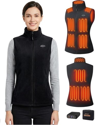 سترة نسائية من Topdot Fleece مُدفأة مع حزمة بطارية 16000 مللي أمبير في الساعة 7.4 فولت، سترة مُدفأة للنساء مع 10 مناطق ساخنة للعمل في الهواء الطلق in Saudi Arabia