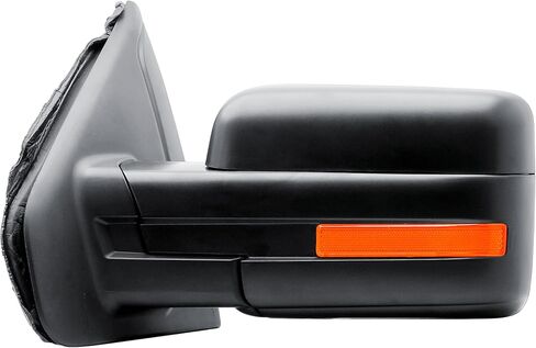 Passenger Right Side Door Mirror Power and Heated Glass with Turn Signal Light and Puddle Light Textured Back Cover Manual Folding for 2009-2014 Ford F-150 in Saudi Arabia