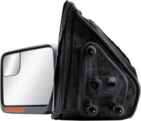 Passenger Right Side Door Mirror Power and Heated Glass with Turn Signal Light and Puddle Light Textured Back Cover Manual Folding for 2009-2014 Ford F-150 in Saudi Arabia