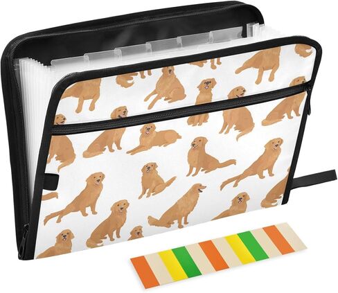 Gredecor 13 Pockets File Folder Organizer A4/Letter Water Resistant Paw Print Dog Cat Teal Document Bag with Zipper Filing Folder Expanding File Pouch Storage for School Office in Kuwait