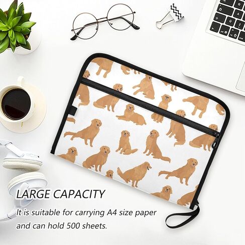 Gredecor 13 Pockets File Folder Organizer A4/Letter Water Resistant Paw Print Dog Cat Teal Document Bag with Zipper Filing Folder Expanding File Pouch Storage for School Office in Kuwait