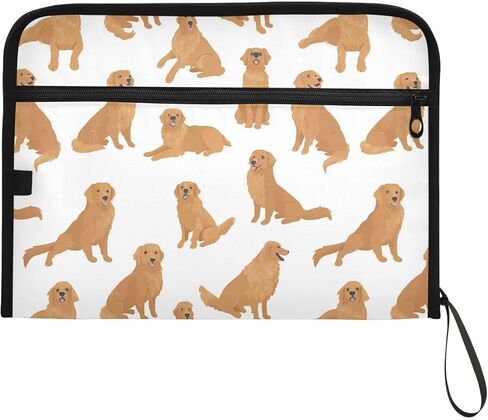 Gredecor 13 Pockets File Folder Organizer A4/Letter Water Resistant Paw Print Dog Cat Teal Document Bag with Zipper Filing Folder Expanding File Pouch Storage for School Office in Kuwait