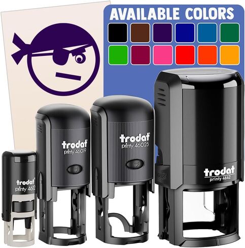 Pirate Face Self-Inking Rubber Stamp Ink Stamper for Stamping Crafting Planners - 1 Inch Medium - Black Ink in Saudi Arabia