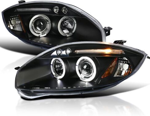 SPEC-D TUNING LED Jet Black Dual Halo Projector Headlights Compatible with 2006-2012 Mitsubishi Eclipse, Left + Right Pair Headlamps Assembly in Saudi Arabia