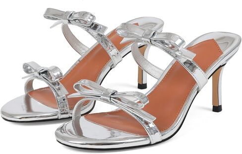 CYNLLIO Bow Kitten Heels for Women 2.9 Inch High Heel Strappy Sandals | 2026 Summer Cute Slip on Heels with Round Open Toe Stiletto Heeled, Backless Mule Slides for Graduation Prom Party in Saudi Arabia