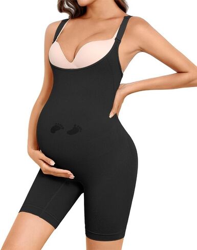 Women's Maternity Bodysuit Seamless Pregnancy Shapewear Shorts Under Dresses Belly Support in Saudi Arabia