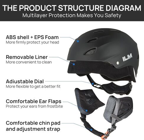 ILM Ski & Snowboard Helmet for Adult Men Women, Youth & Kids Snow Sports Snowboarding Helmets Goggles Compatible Model S1-17 in Saudi Arabia